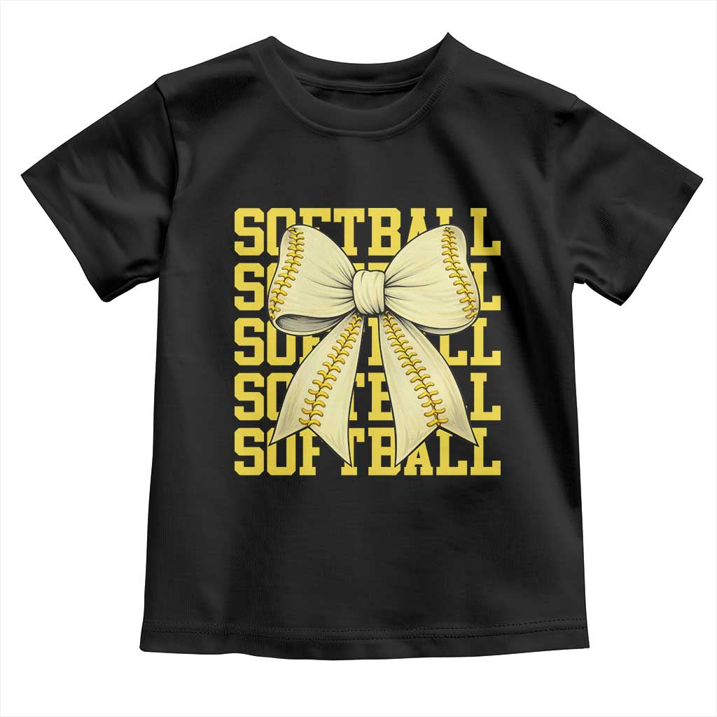 Softball Bow Toddler T Shirt Sister Sport Lovers Girls Team