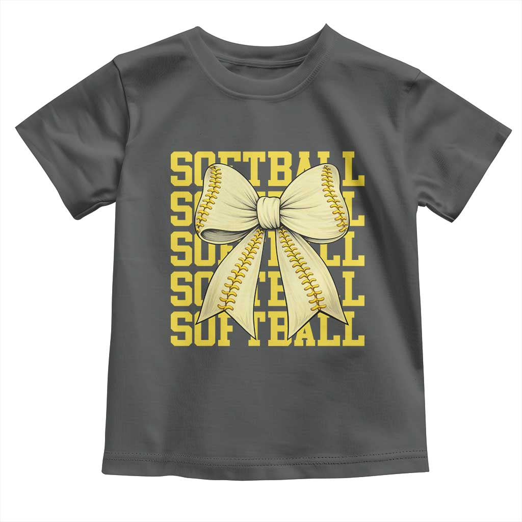 Softball Bow Toddler T Shirt Sister Sport Lovers Girls Team