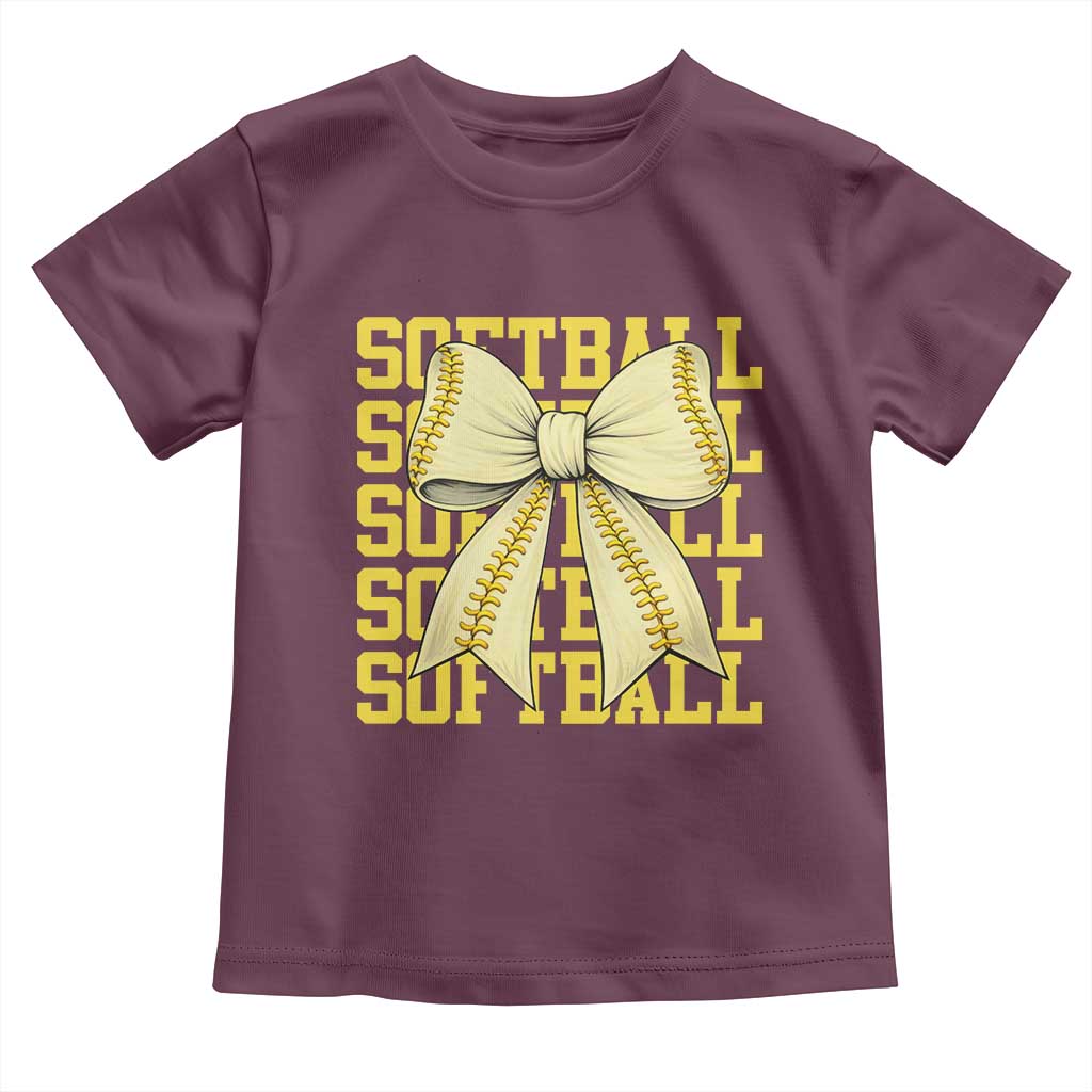 Softball Bow Toddler T Shirt Sister Sport Lovers Girls Team