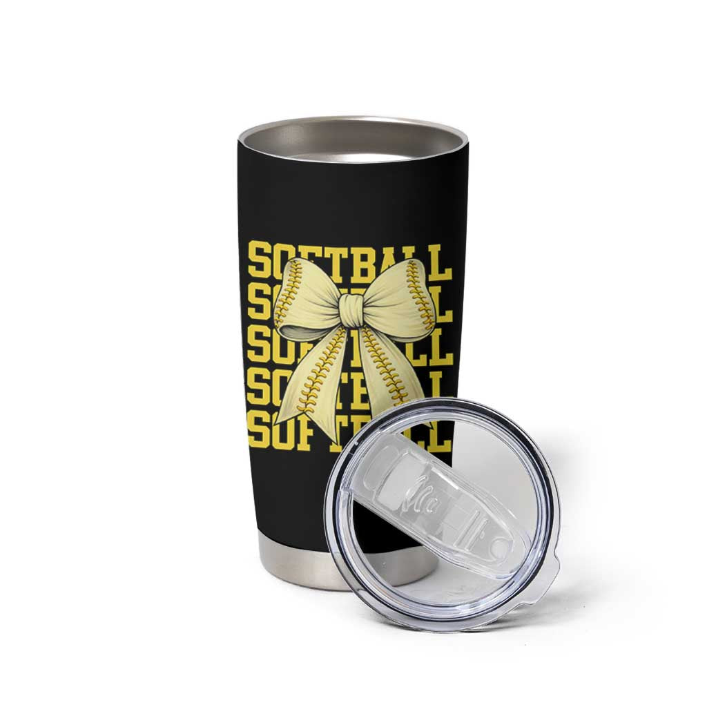 Softball Bow Tumbler Cup Sister Sport Lovers Girls Team