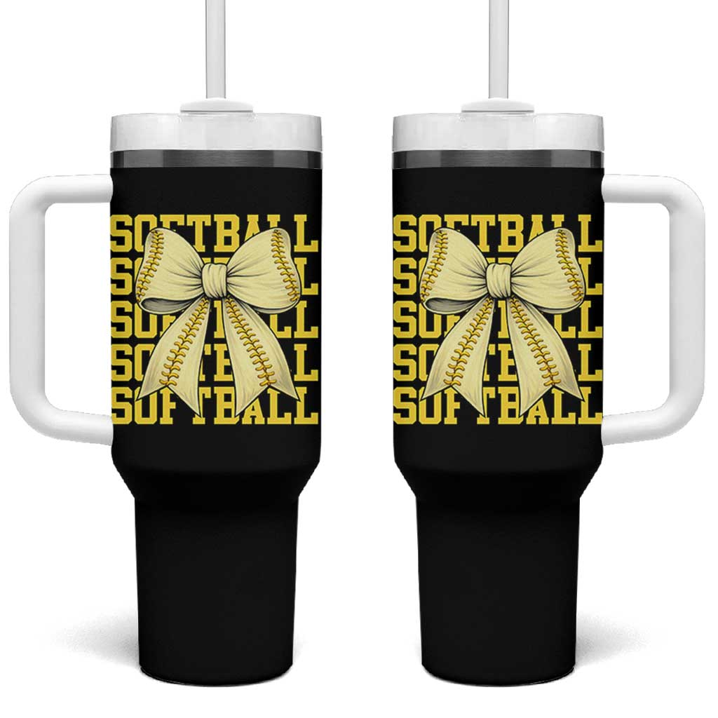 Softball Bow Tumbler With Handle Sister Sport Lovers Girls Team