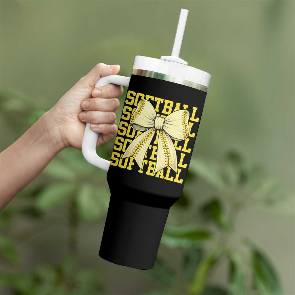 Softball Bow Tumbler With Handle Sister Sport Lovers Girls Team