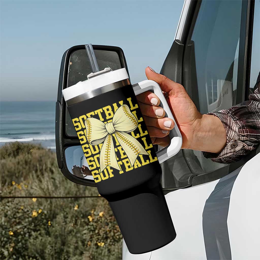 Softball Bow Tumbler With Handle Sister Sport Lovers Girls Team