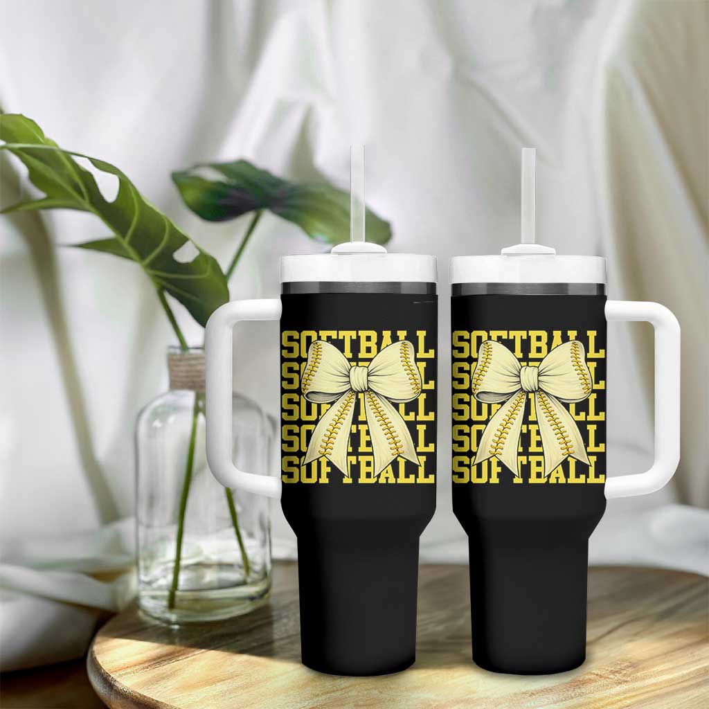 Softball Bow Tumbler With Handle Sister Sport Lovers Girls Team
