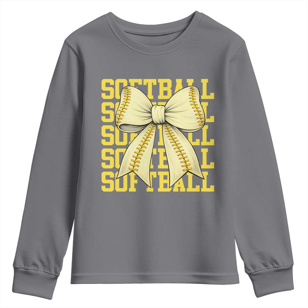 Softball Bow Youth Sweatshirt Sister Sport Lovers Girls Team