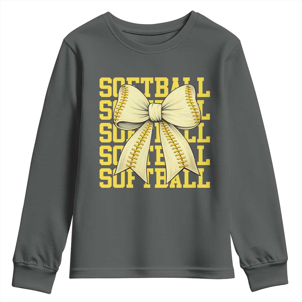 Softball Bow Youth Sweatshirt Sister Sport Lovers Girls Team