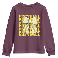 Softball Bow Youth Sweatshirt Sister Sport Lovers Girls Team