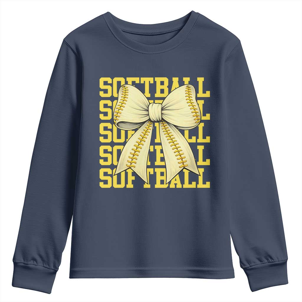 Softball Bow Youth Sweatshirt Sister Sport Lovers Girls Team