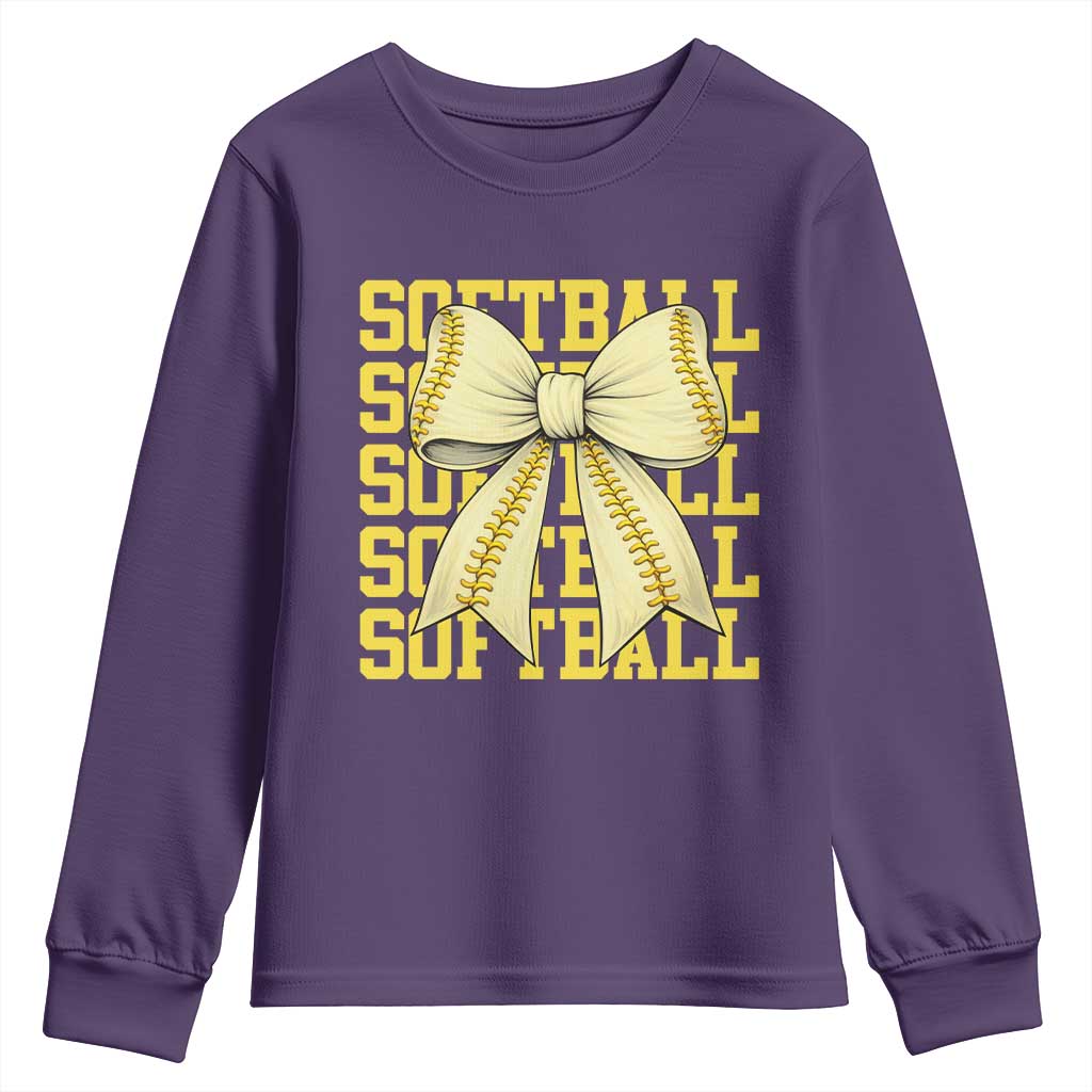 Softball Bow Youth Sweatshirt Sister Sport Lovers Girls Team