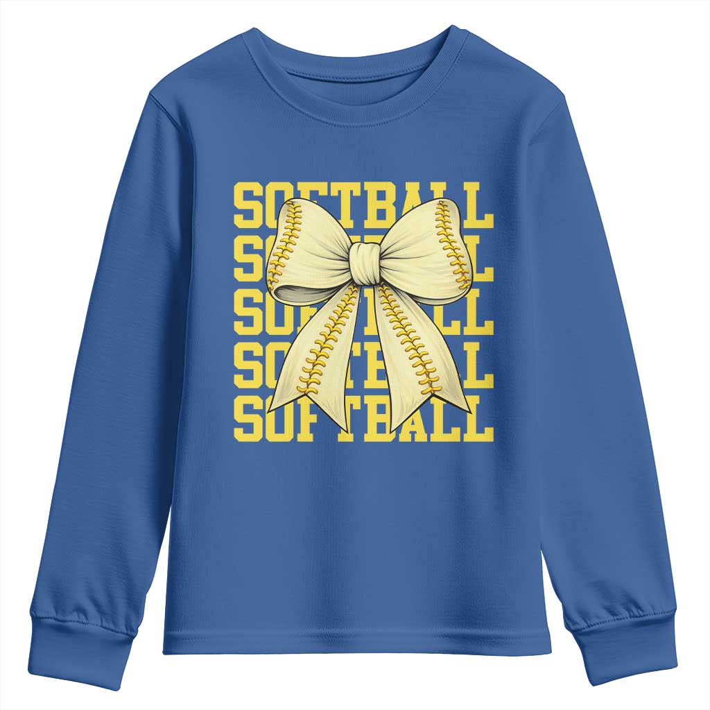 Softball Bow Youth Sweatshirt Sister Sport Lovers Girls Team