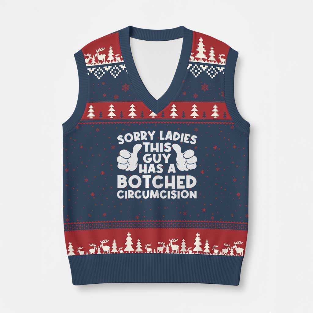 Inappropriate Adult V-Neck Knit Sweater Vest This Guy Botched Funny Cringe Offensive Humor Men