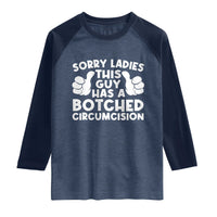 Inappropriate Adult Raglan Shirt This Guy Botched Funny Cringe Offensive Humor Men