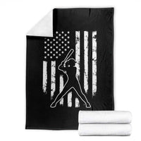 Vintage Patriotic Softball Throw Blanket Girls Baseball Softball Player American Flag