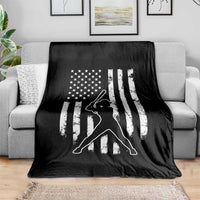 Vintage Patriotic Softball Throw Blanket Girls Baseball Softball Player American Flag
