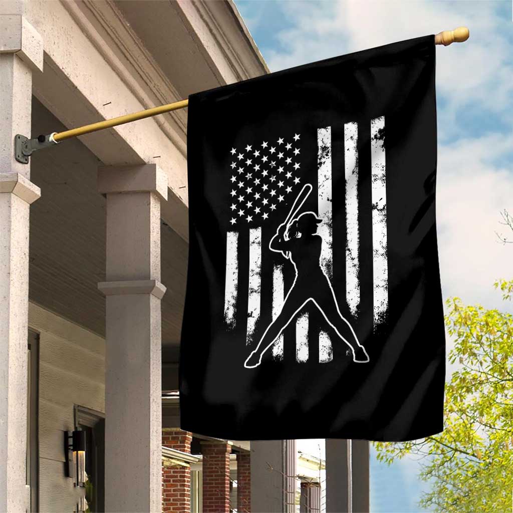 Vintage Patriotic Softball Garden Flag Girls Baseball Softball Player American Flag