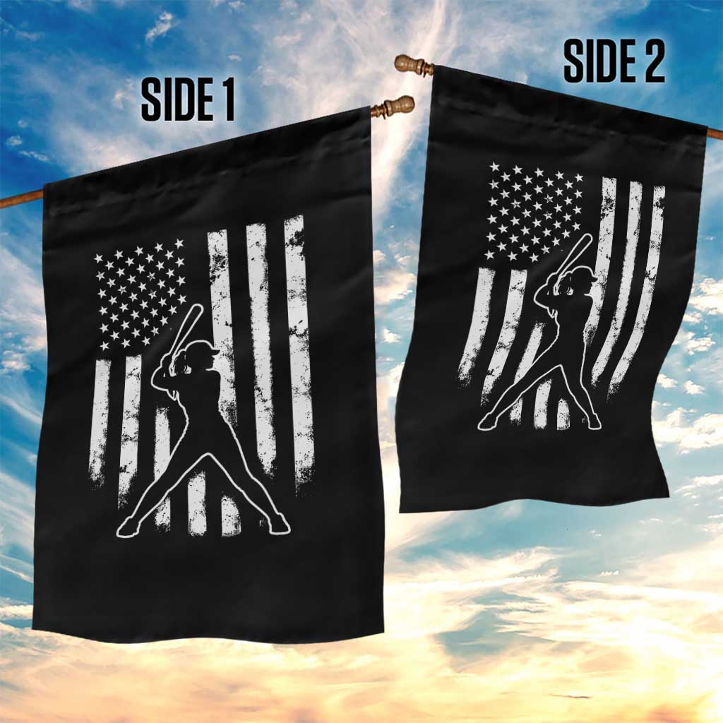 Vintage Patriotic Softball Garden Flag Girls Baseball Softball Player American Flag