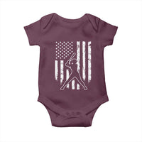 Vintage Patriotic Softball Baby Onesie Girls Baseball Softball Player American Flag