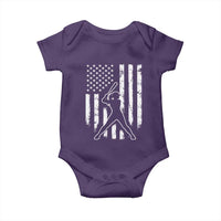 Vintage Patriotic Softball Baby Onesie Girls Baseball Softball Player American Flag