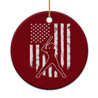 Vintage Patriotic Softball Ceramic Ornament Girls Baseball Softball Player American Flag