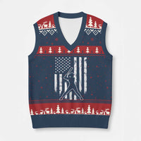 Vintage Patriotic Softball V-Neck Knit Sweater Vest Girls Baseball Softball Player American Flag