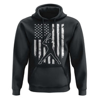 Vintage Patriotic Softball Hoodie Girls Baseball Softball Player American Flag