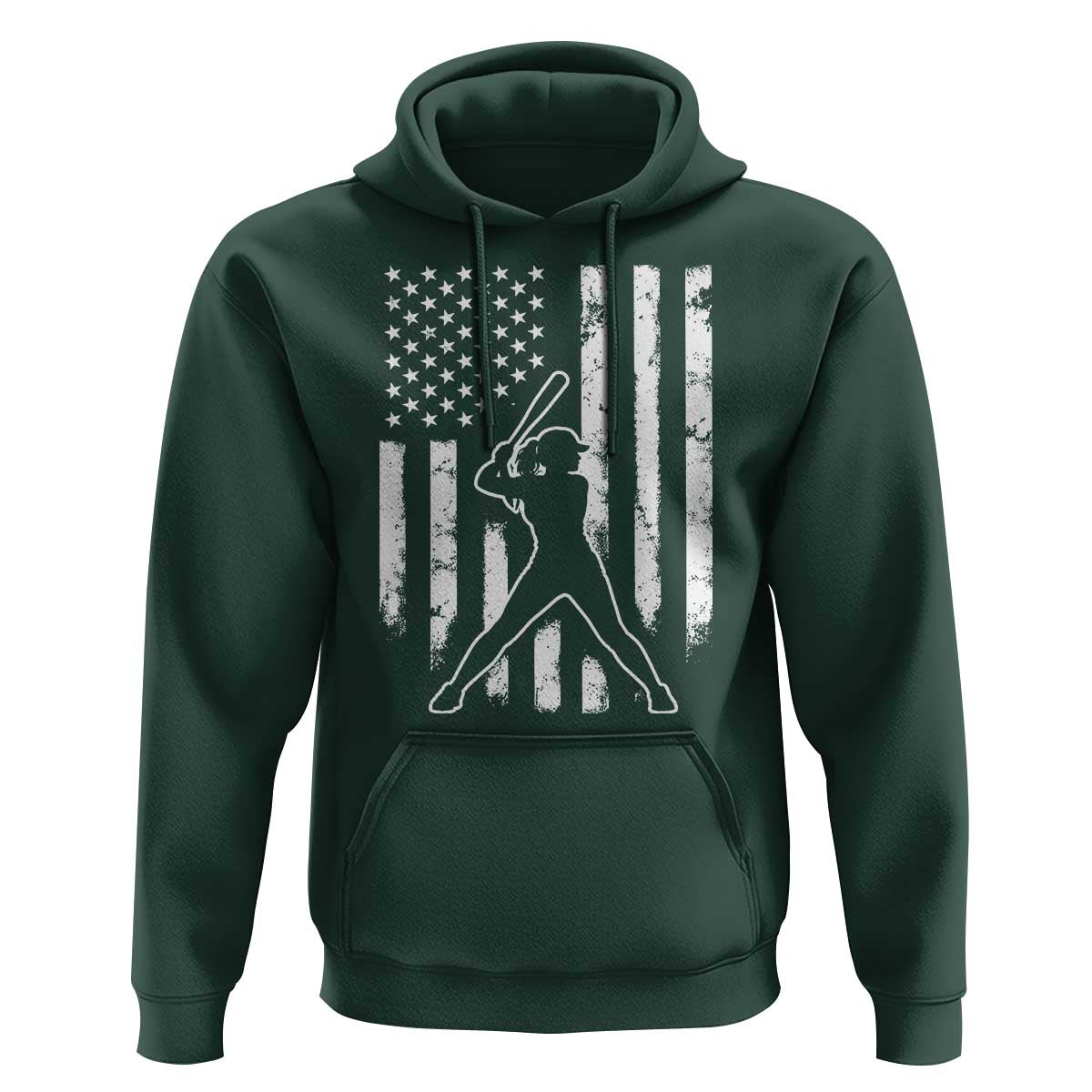 Vintage Patriotic Softball Hoodie Girls Baseball Softball Player American Flag