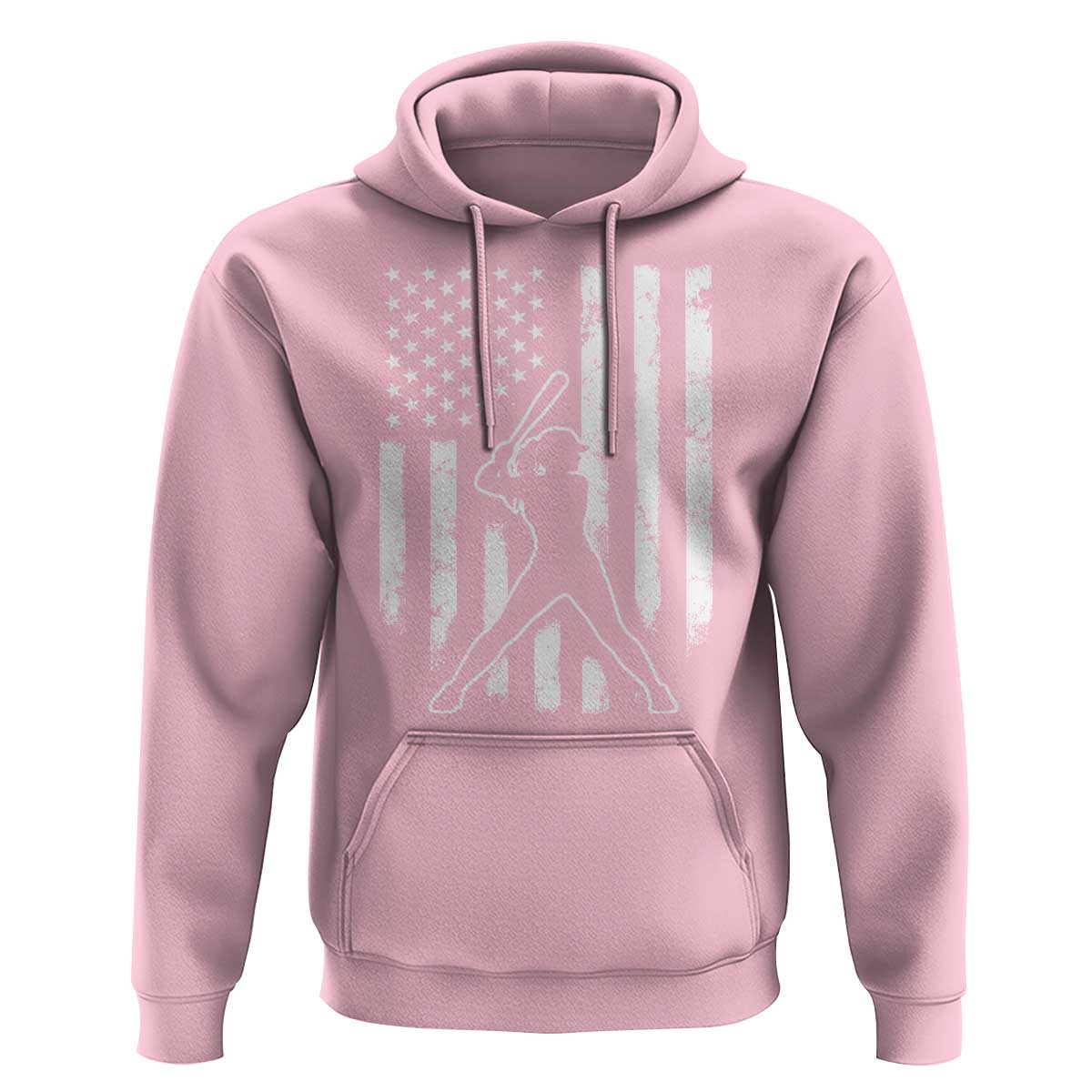 Vintage Patriotic Softball Hoodie Girls Baseball Softball Player American Flag