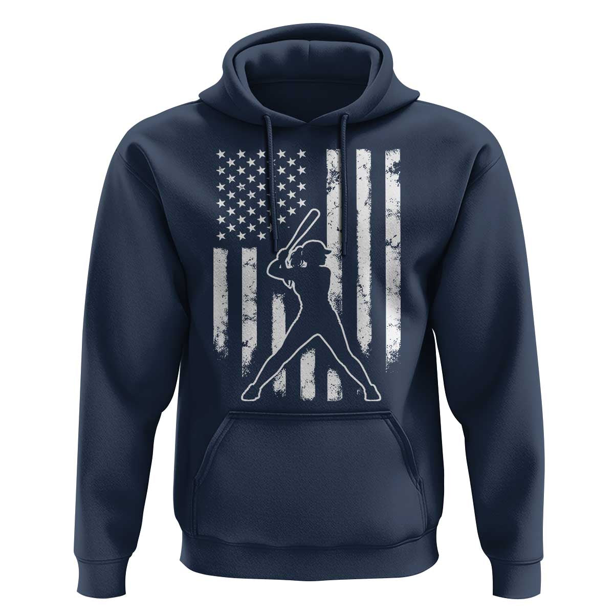 Vintage Patriotic Softball Hoodie Girls Baseball Softball Player American Flag