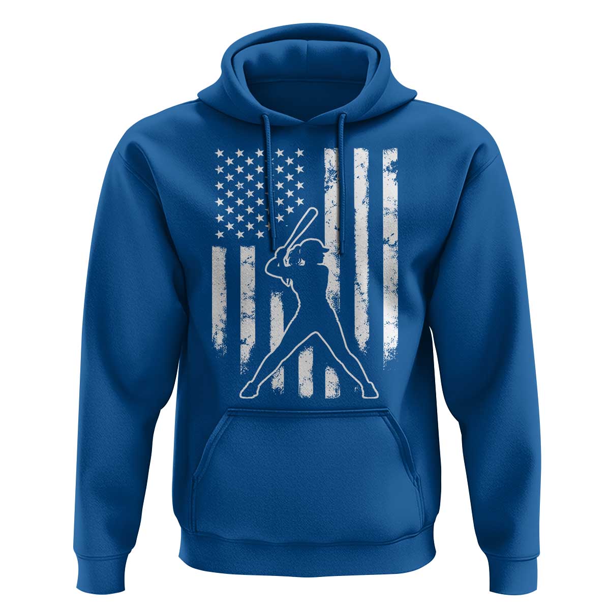 Vintage Patriotic Softball Hoodie Girls Baseball Softball Player American Flag