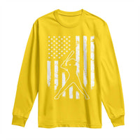 Vintage Patriotic Softball Long Sleeve Shirt Girls Baseball Softball Player American Flag