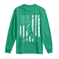 Vintage Patriotic Softball Long Sleeve Shirt Girls Baseball Softball Player American Flag