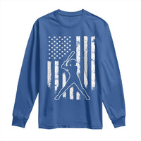 Vintage Patriotic Softball Long Sleeve Shirt Girls Baseball Softball Player American Flag