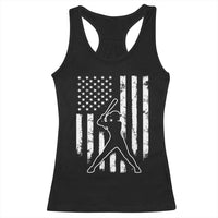 Vintage Patriotic Softball Racerback Tank Top Girls Baseball Softball Player American Flag