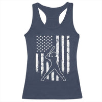 Vintage Patriotic Softball Racerback Tank Top Girls Baseball Softball Player American Flag