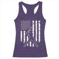 Vintage Patriotic Softball Racerback Tank Top Girls Baseball Softball Player American Flag