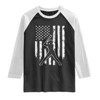 Vintage Patriotic Softball Raglan Shirt Girls Baseball Softball Player American Flag