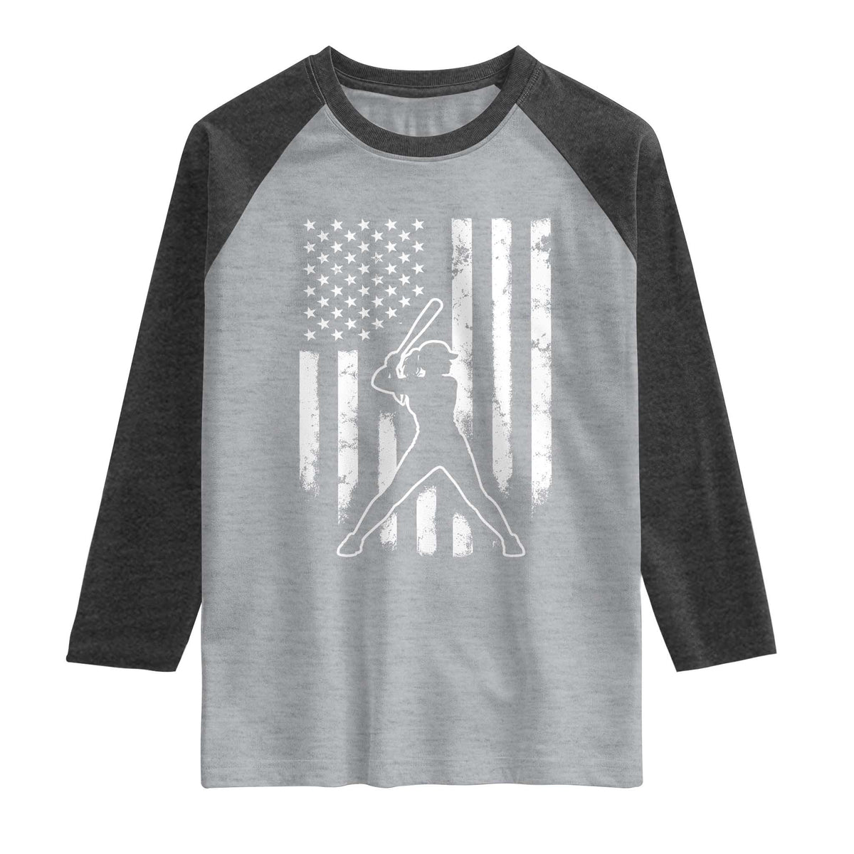 Vintage Patriotic Softball Raglan Shirt Girls Baseball Softball Player American Flag