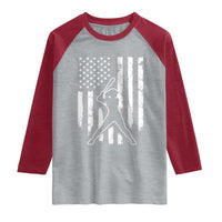 Vintage Patriotic Softball Raglan Shirt Girls Baseball Softball Player American Flag