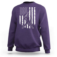 Vintage Patriotic Softball Sweatshirt Girls Baseball Softball Player American Flag