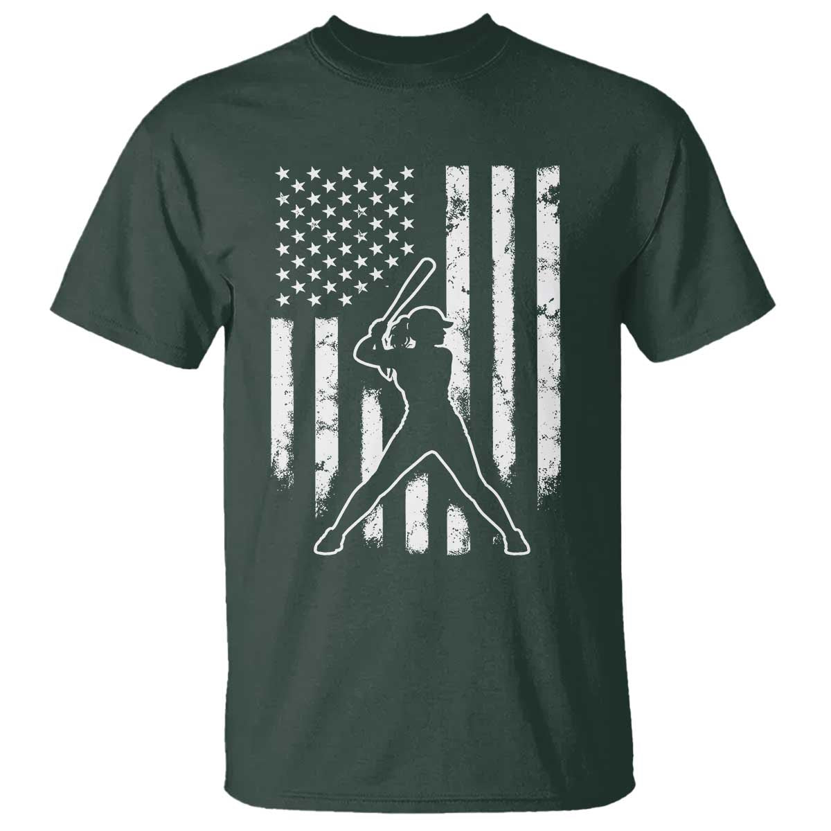 Vintage Patriotic Softball T Shirt Girls Baseball Softball Player American Flag