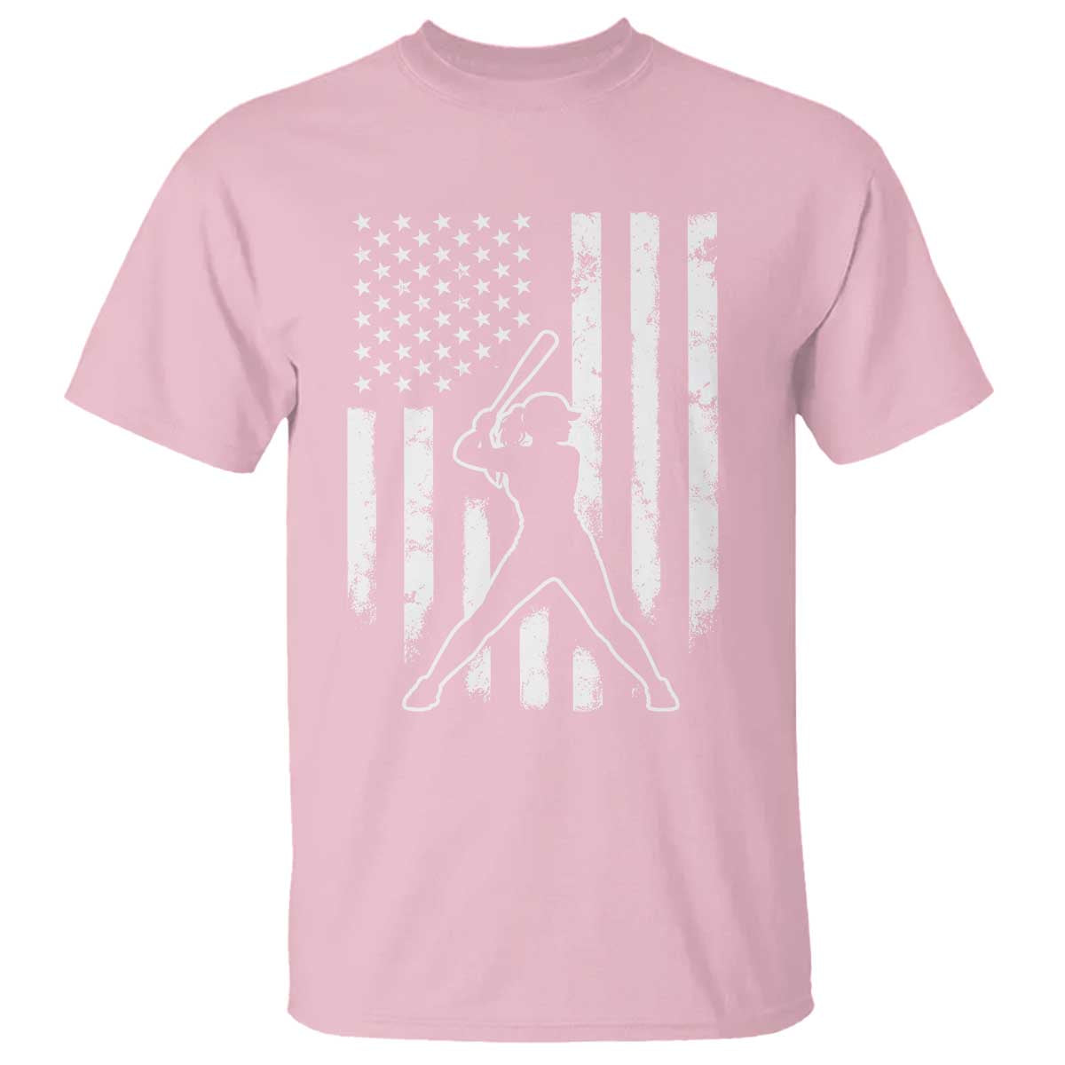 Vintage Patriotic Softball T Shirt Girls Baseball Softball Player American Flag