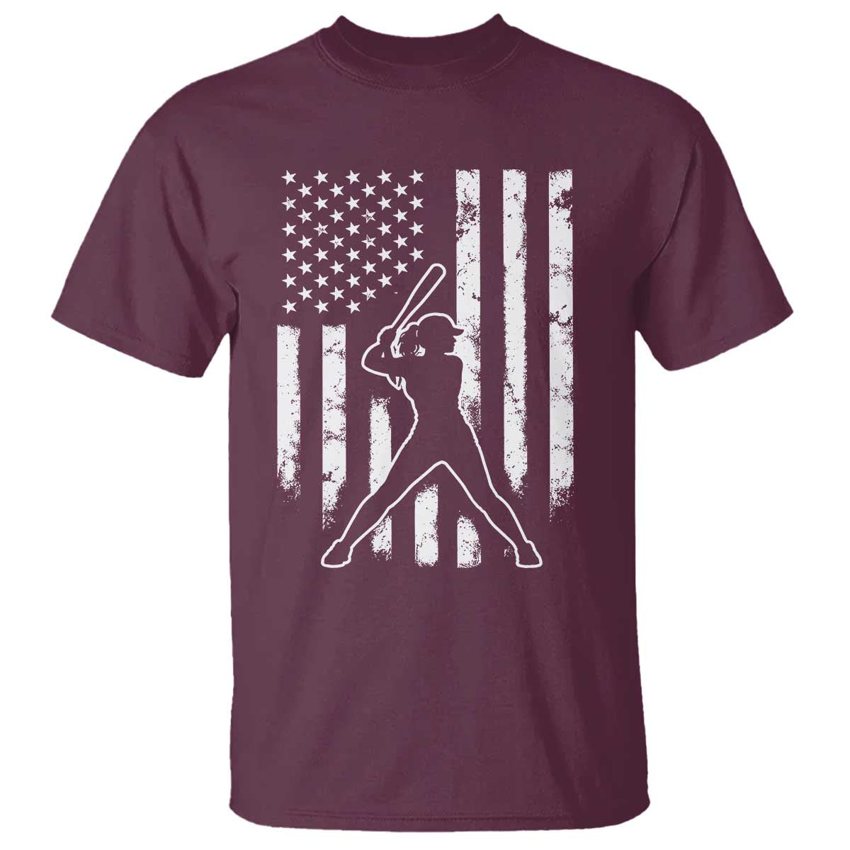 Vintage Patriotic Softball T Shirt Girls Baseball Softball Player American Flag