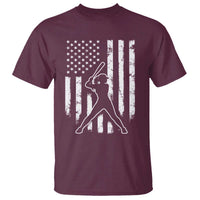 Vintage Patriotic Softball T Shirt Girls Baseball Softball Player American Flag