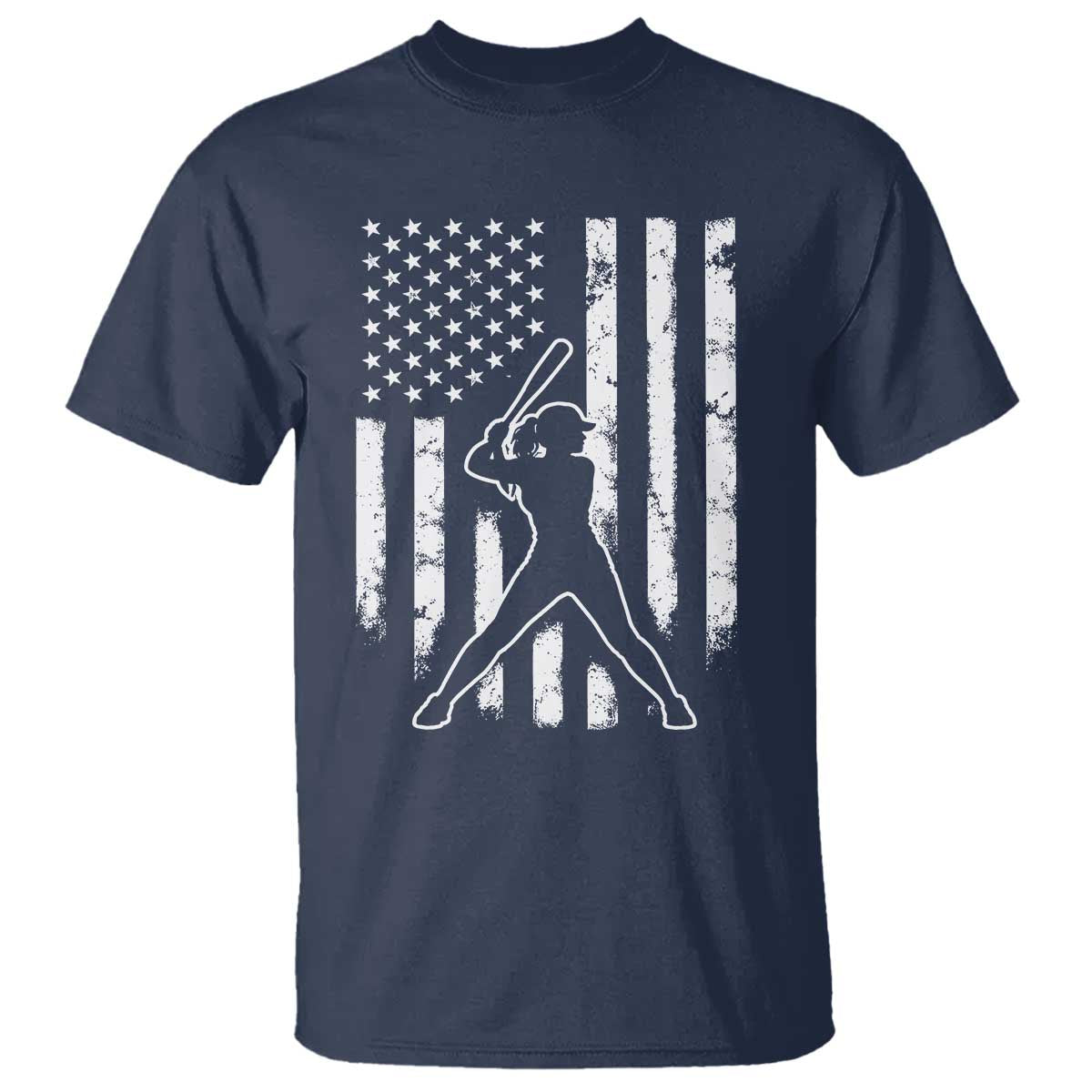 Vintage Patriotic Softball T Shirt Girls Baseball Softball Player American Flag