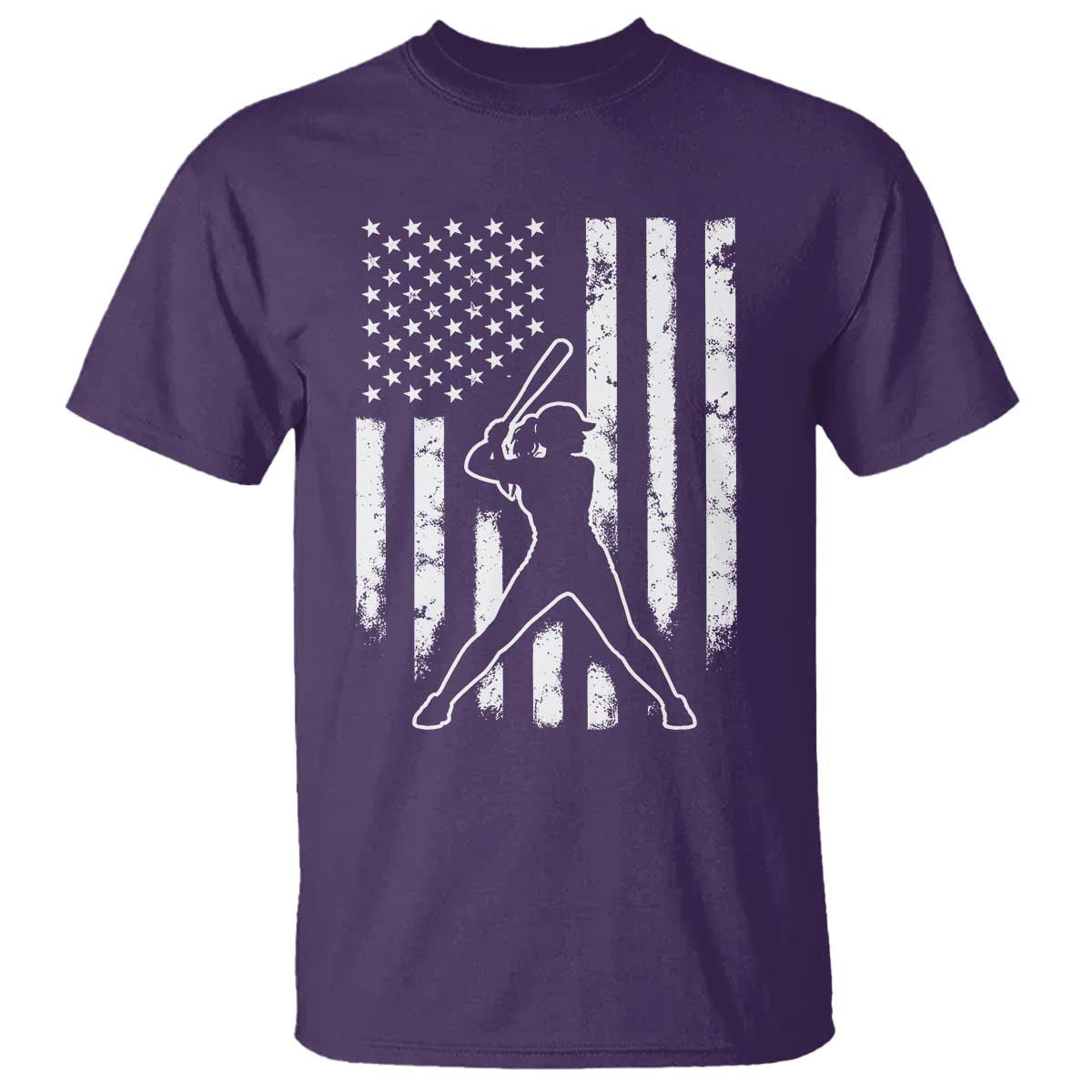 Vintage Patriotic Softball T Shirt Girls Baseball Softball Player American Flag