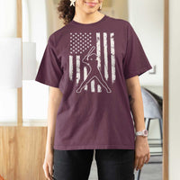 Vintage Patriotic Softball T Shirt For Women Girls Baseball Softball Player American Flag