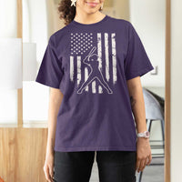 Vintage Patriotic Softball T Shirt For Women Girls Baseball Softball Player American Flag