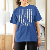 Vintage Patriotic Softball T Shirt For Women Girls Baseball Softball Player American Flag