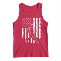Vintage Patriotic Softball Tank Top Girls Baseball Softball Player American Flag