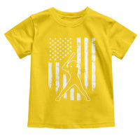 Vintage Patriotic Softball Toddler T Shirt Girls Baseball Softball Player American Flag